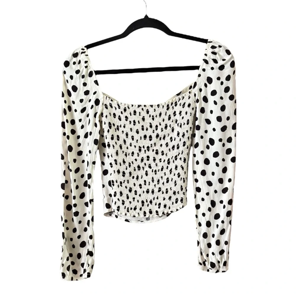 Reformation Reign Top Ink Blot Print Black White Sweetheart Neckline Size 0